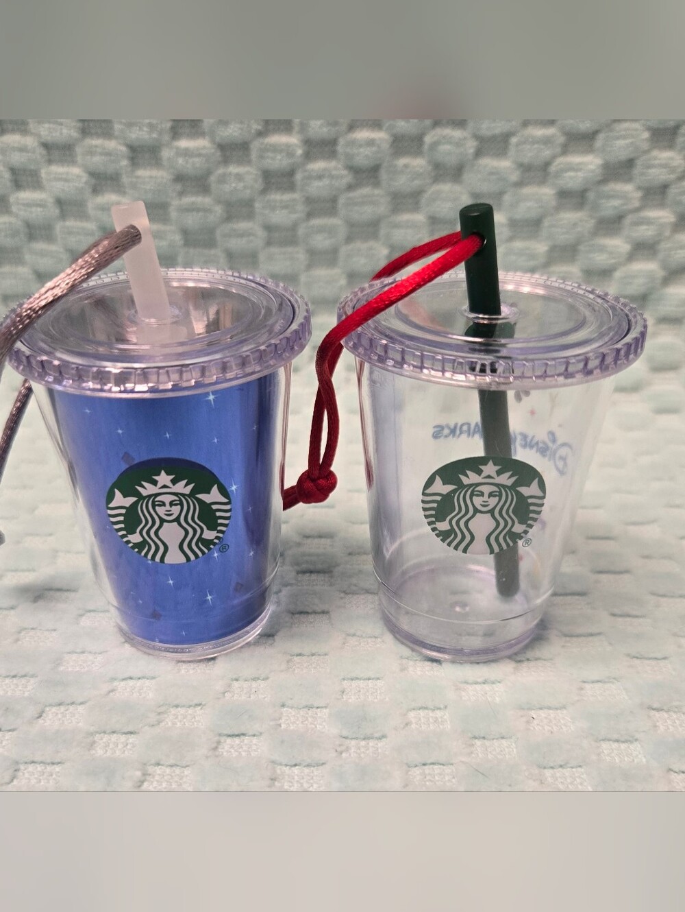 Starbucks Mini Tumbler Ornament Duo - Blue & Clear Disney Anniversary Collection